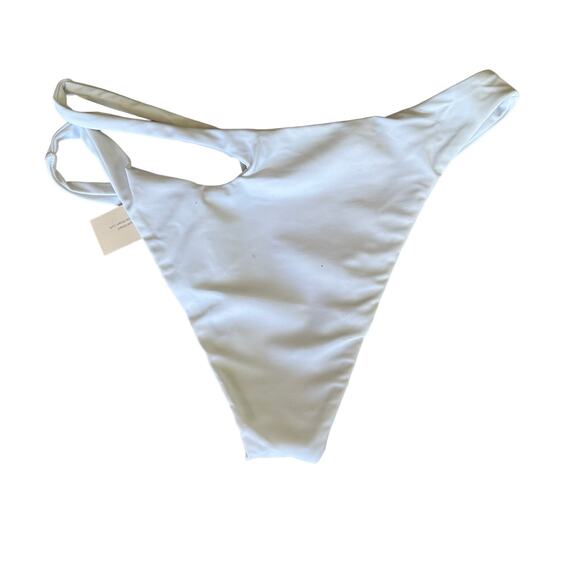 Superdown White Cut Out Bikini Bottom XL Cheeky V High Cut Misty Revolve $48 NEW - Picture 6 of 7